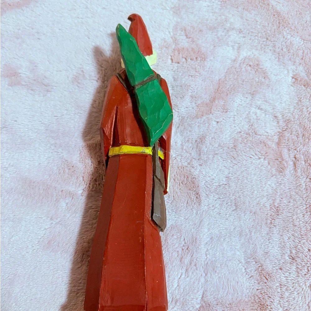 Vintage Christmas Wooden Carved Hand Painted Santa Claus With Christmas‎ Tree
